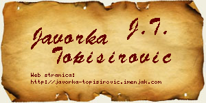Javorka Topisirović vizit kartica